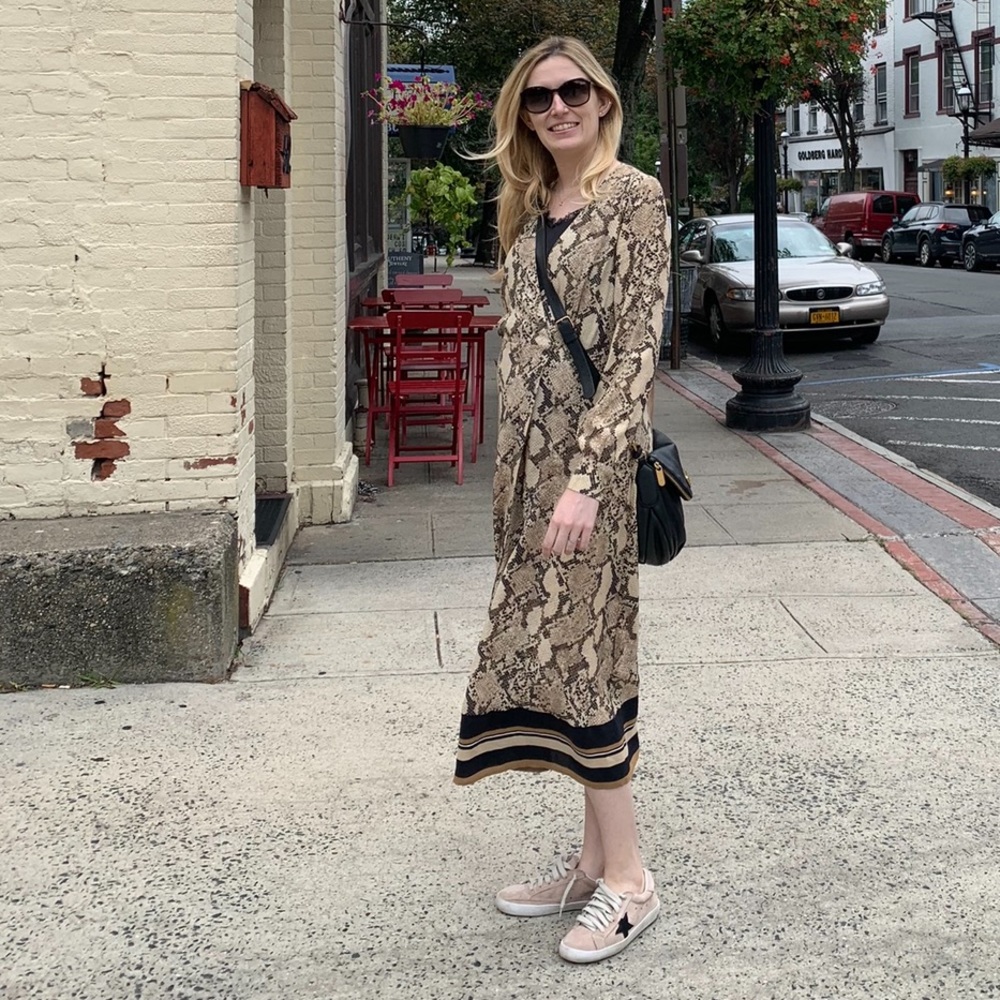 Snake print fall maxi dress